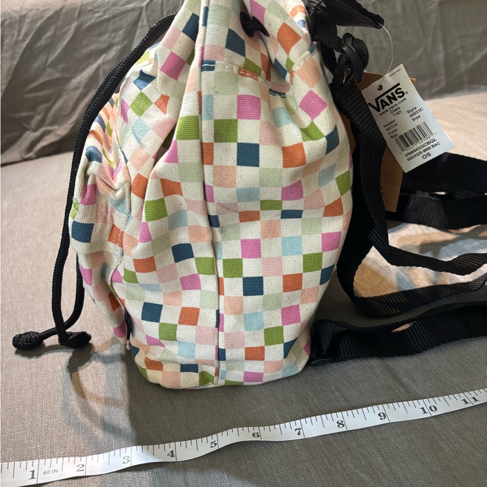Vans Multicolor Checkered Drawstring Backpack Tote - Picture 2 of 4